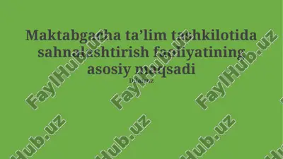 sahnalashtirish faoliyati — PPTX