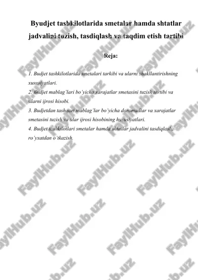 byudjet tashkilotlarida smetalar hamda shtatlar jadvalini tuzish, tasdiqlash va taqdim etish tartibi — ZIP