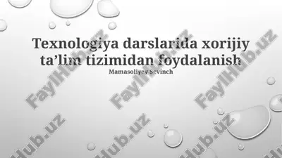 texnologiya darslarida xorijiy ta'lim tizimidan foydalanish — PPTX