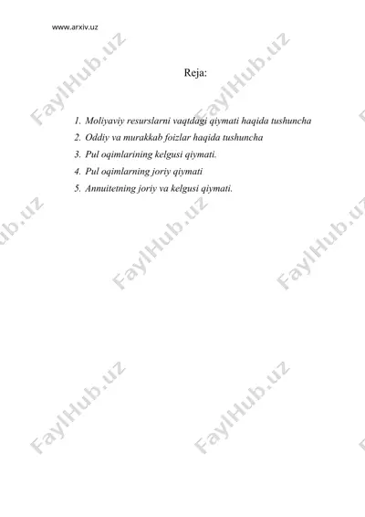 pul mablag`larining vaqtdagi qiymati — DOC