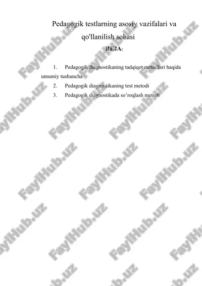 pedagogik diagnostika — DOC