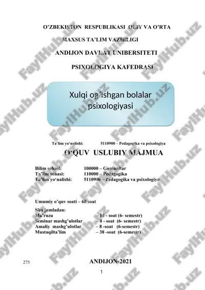 xulqi ogʻishgan bolalar psixologiyasi — DOC