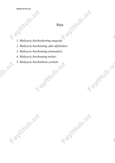 moliyaviy hisobotlarning tavsifi — DOC