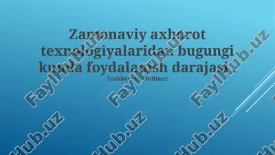 zamonaviy axborot texnologiyalaridan foydalanish darajasi — PPTX