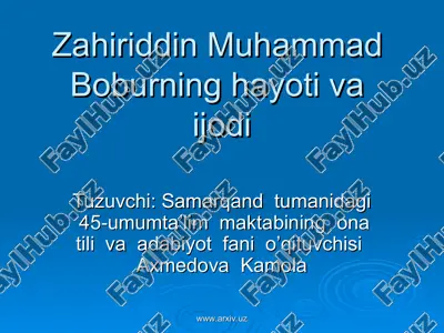 zahiriddin muhammad bobur hayoti va ijodi — ZIP