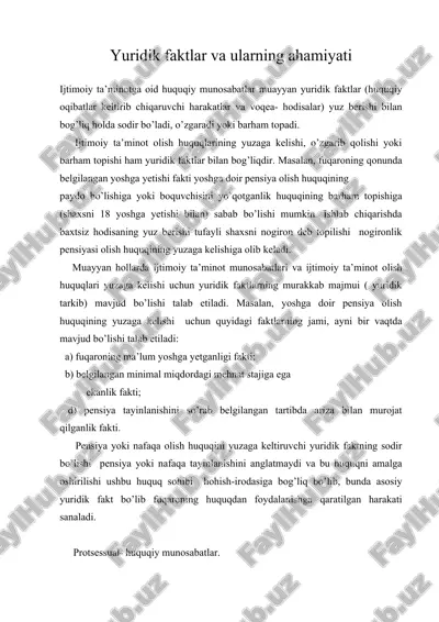 yuridik faktlar va ularning ahamiyati — ZIP