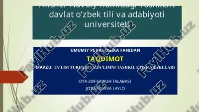taʼlim turlari va taʼlimni tashkil etish shakllari — PPTX