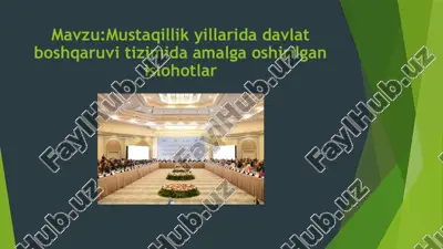 mustaqillik yillarida davlat boshqaruvi tizimida amalga oshirilgan islohotlar — ZIP
