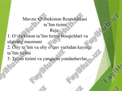 o`zbekiston respublikasi ta'lim tizimi — PPTX