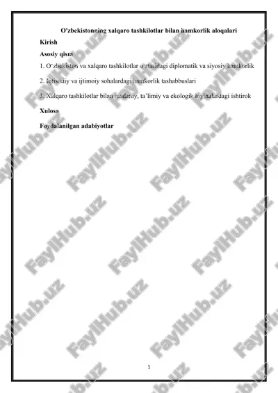 xalqaro tashkilotlar bilan hamkorlik aloqalari — DOCX