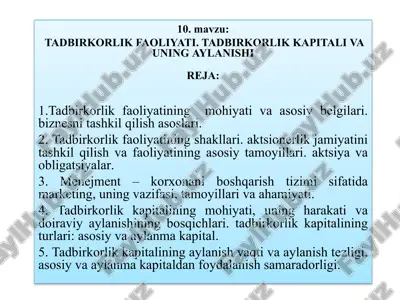 tadbirkorlik faoliyati — PPTX