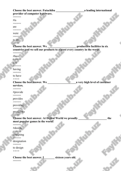 english grammar quiz — DOC