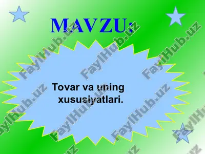 tovar va uning xususiyatlari — ZIP
