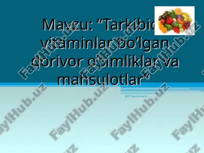 dorivor o’simliklar va mahsulotlar — PPT