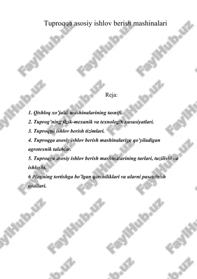 tuproqqa asosiy ishlov berish mashinalari — ZIP