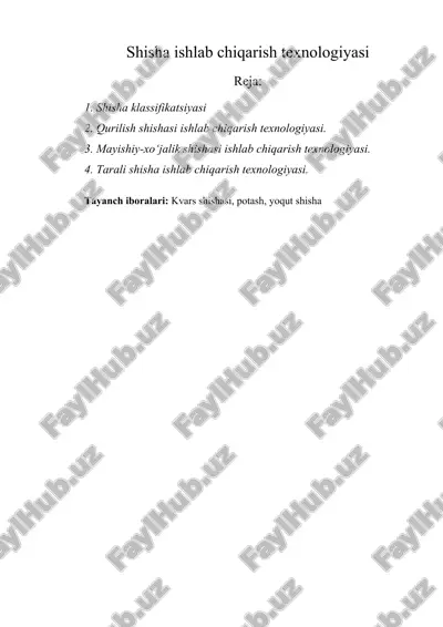 shisha ishlab chiqarish texnologiyasi — ZIP