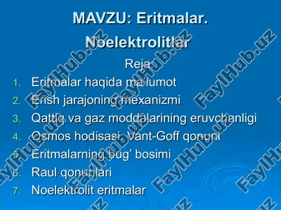 eritmalar. noelektrolitlar — ZIP