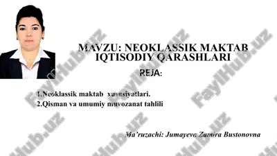 neoklassik maktab iqtisodiy qarashlari — PPTX