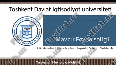 foyda solig‘i — PPTX
