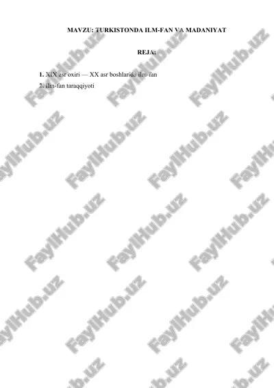 turkistonda ilm-fan va madaniyat — DOCX