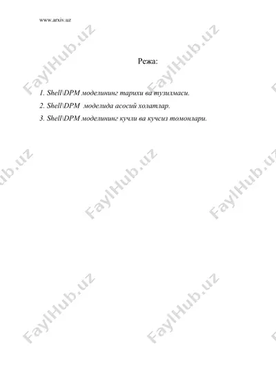 тармоқ кўркамлиги ва рақобатбардошлик таққосланиши shell.dpm модели — DOC