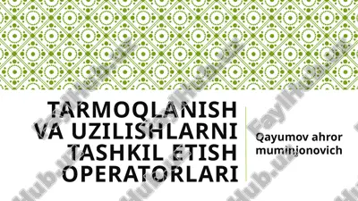 tarmoqlanish va uzilishlarni tashkil etish operatorlari — PPTX
