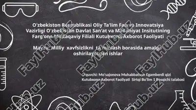 milliy xavfsizlikni ta'minlash borasida amalga oshirilayotgan ishlar — PPTX