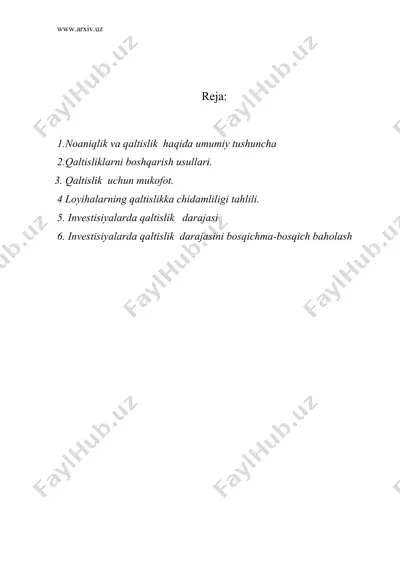 invеstisiya lоyihаlаridа qаltislik tаhlili — DOC