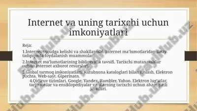 internet va uning tarixchi uchun imkoniyatlari — ZIP