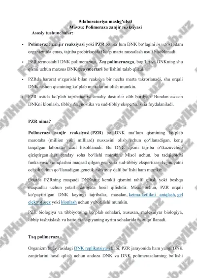 polimeraza zanjir reaksiyasi (pzr) — DOC