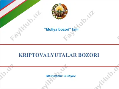 kriptovalyutalar bozori — PPT