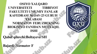 leykotsitlar metabolizmi xususiyatlari... — PPTX