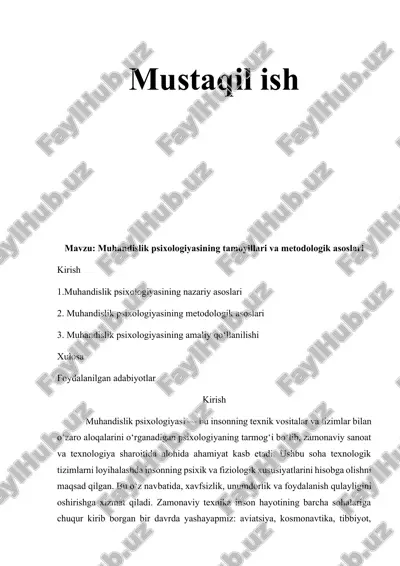 muhandislik psixologiyasi — DOCX