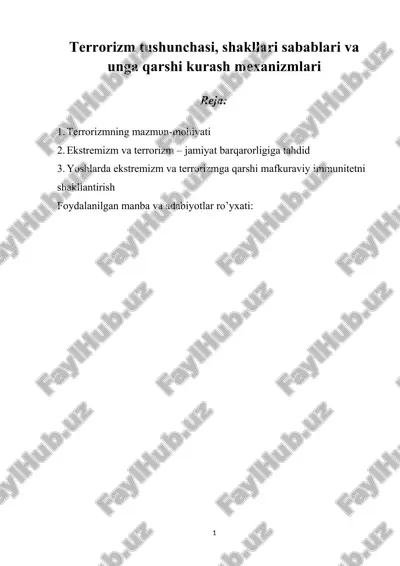 ekstremizm va terrorizm — DOCX