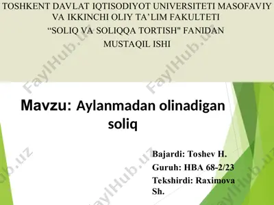 aylanmadan olinadigan soliq — PPT
