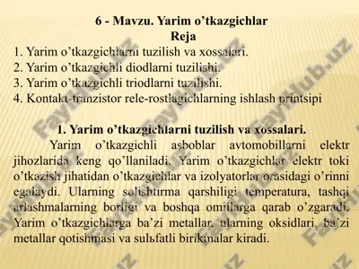 yarim o‘tkazgichlar — PPTX