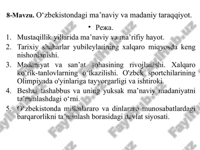 o‘zbekistondagi ma’naviy va madaniy taraqqiyot — PPTX