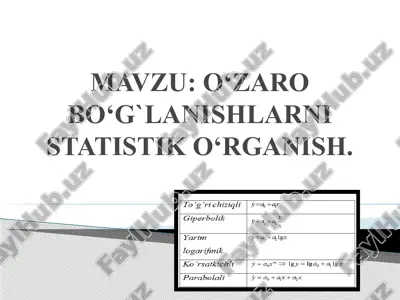 o`zaro bog‘lanishlarni statistik o‘rganish — PPTX