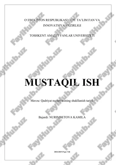 qadriyat nazariyasining shakllanish tarixi — DOCX