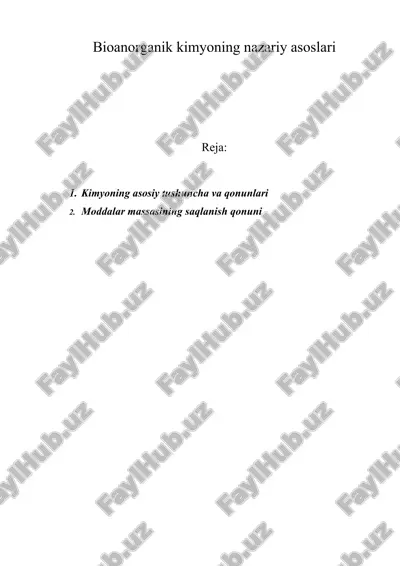 bioanorganik kimyoning nazariy asoslari — ZIP