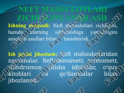 neft mahsulotlari zichligini aniqlash — ZIP