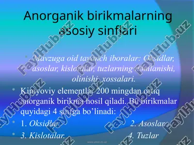 anorganik birikmalar — PPTX