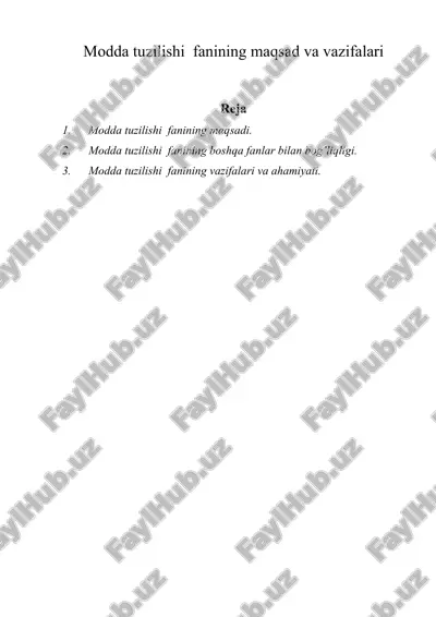 modda tuzilishi fanining maqsad va vazifalari — ZIP