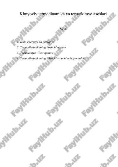 kimyoviy termodinamika va termokimyo asoslari — ZIP