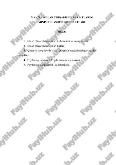 ishlab chiqarish harajatlari — DOCX