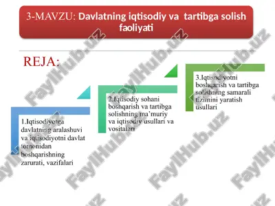 iqtisodiyotni davlat tomonidan tartibga solish — PPTX