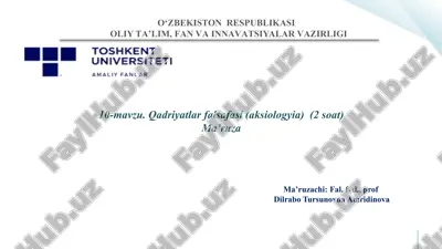 qadriyatlar falsafasi (aksiologiya) — PPTX