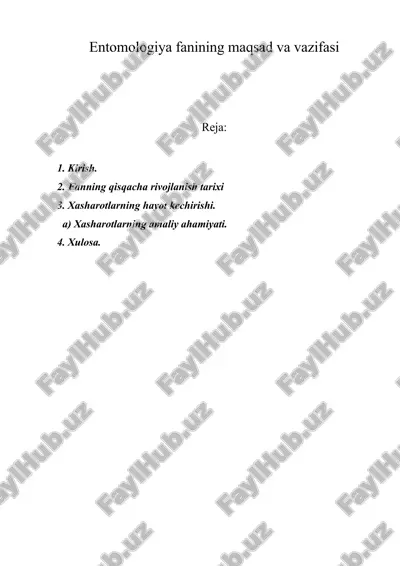 entomologiya fanining maqsad va vazifasi — ZIP