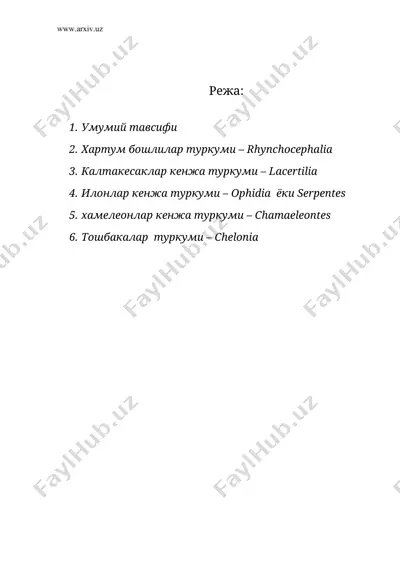 судралиб юрувчилар синфи – reptilia — DOC
