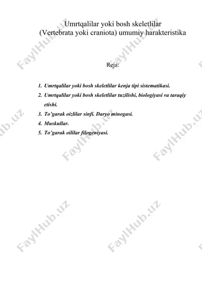 umrtqalilar yoki bosh skeletlilar — DOC